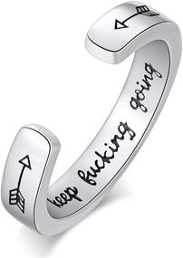 img 2 attached to Серебряное кольцо с гравировкой "Keep Going" - Вдохновляющие ювелирные изделия для мужчин, 💪 женщин, подростков и девочек - Кольца-браслеты со словом поддержки - Поставляется в подарочной коробке.
