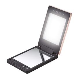 img 2 attached to Compact Lighted LED Makeup Mirror - Headzone: Luxurious Aluminum Finish, 💄 11 Brightness & Color Settings, Ideal for Travel, USB Rechargeable - Rose Gold