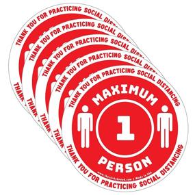 img 4 attached to Sticky Brand Maximum 1 Person Sticker – Social Distancing Wall / Floor Signs Or Door Stickers –Elevator Floor Signs - Covid Signs For Businesses - 9&#34