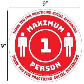 img 1 attached to Sticky Brand Maximum 1 Person Sticker – Social Distancing Wall / Floor Signs Or Door Stickers –Elevator Floor Signs - Covid Signs For Businesses - 9&#34