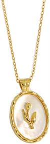 img 4 attached to 🌷 Exquisite Vintage Tulip Flower Pendant Necklace: 925 Sterling Silver 18K Gold Plated, Embossed Oval Link Chain | Perfect Adjustable Jewelry Gift for Women, Girls, Mother | Ideal for Christmas, Valentine's, Birth Month Celebrations