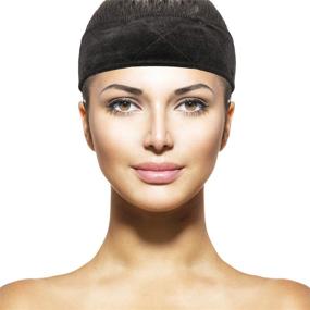 img 2 attached to 🎀 2-Pack Velvet Wig Band Head Hair Band: Adjustable Fastern in Black and Brown