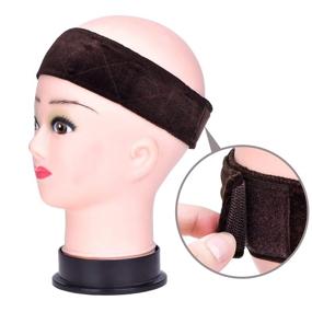 img 1 attached to 🎀 2-Pack Velvet Wig Band Head Hair Band: Adjustable Fastern in Black and Brown