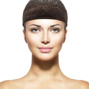 img 3 attached to 🎀 2-Pack Velvet Wig Band Head Hair Band: Adjustable Fastern in Black and Brown