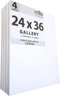 🎨 milo stretched artist canvas: 24x36 inches, 4 pack, ready to paint art supplies for acrylic, oil, mixed media – large primed canvases for painting logo