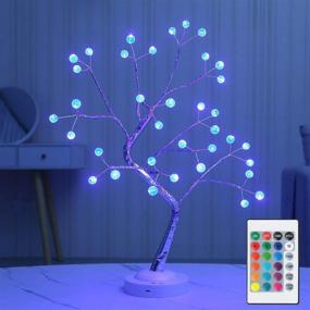 img 4 attached to Tabletop RGB Color Changing Bonsai Tree Light - 36L LED Fairy Tree Lamp with Remote Control, DIY Branches, and 16 Color Options, USB/Battery Operated, Crack Ball