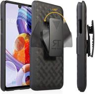 📱 black rugged phone cover with kickstand - rome tech holster case for lg stylo 6 - slim heavy duty shell holster combo with belt clip - clip case for stylo 6 logo