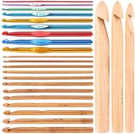 🧶 24-piece crochet hooks set: 15 assorted sizes wooden bamboo hooks (3mm-25mm) and 9 colorful aluminum handle hooks (2mm-10mm) for handcrafted knitting needles logo