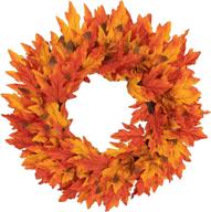 festive funpeny 26 inch large fall maple wreath: artifical hanging fall leaves thanksgiving decor for indoor and outdoor festivities логотип