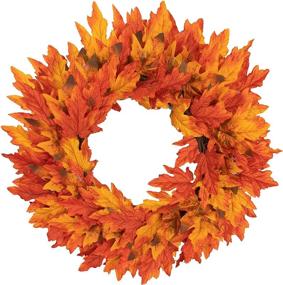 img 4 attached to Festive Funpeny 26 Inch Large Fall Maple Wreath: Artifical Hanging Fall Leaves Thanksgiving Decor for Indoor and Outdoor Festivities