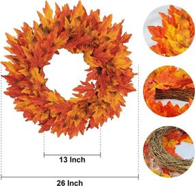 img 3 attached to Festive Funpeny 26 Inch Large Fall Maple Wreath: Artifical Hanging Fall Leaves Thanksgiving Decor for Indoor and Outdoor Festivities