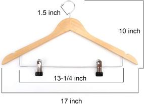 img 3 attached to Tosnail 12-Pack Wooden Pant Hanger Set - Steel Clip and Hook Equipped, Natural Wood Skirt Hangers for Standard Clothes - From the Natural Wood Collection