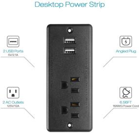 img 3 attached to 💡 ETL Listed Recessed Power Strip Flat Plug with USB Ports and 6.56ft Power Cord - Conference Desk Outlet Socket, 2 AC Plugs for Furniture, Home, Office - Black