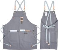 👕 cotton apron for men women: adjustable strap bbq grill, kitchen, and workshop apron (grey) logo