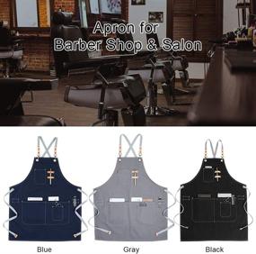 img 2 attached to 👕 Cotton Apron for Men Women: Adjustable Strap BBQ Grill, Kitchen, and Workshop Apron (Grey)