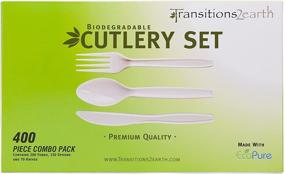 img 4 attached to 🌱 Transitions2earth Biodegradable EcoPure Cutlery Combo Pack - Box of 400 (200 Forks + 130 Spoons + 70 Knives) - Plant a Tree with every purchase!