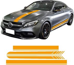 img 4 attached to 🚗 Улучшите свой Mercedes Benz C63 Coupe W205 AMG с отражающей желтой облицовкой боковых юбок, капота, крыши, гоночной полосой и угольными виниловыми наклейками 5D