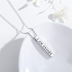 img 3 attached to I Am Enough Necklace: Inspiring Vertical Bar Pendant for Women, Encouragement Jewelry Gift for Christmas and Thanksgiving