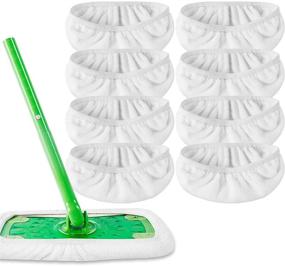 img 4 attached to 🧹 KEEPOW 8 Pack Reusable Mop Pads Compatible with Swiffer Sweeper Mop - Washable Refills for Wet and Dry Use (White) - Mop Not Included