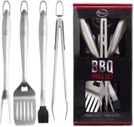 🔥 k living premium bbq grilling tools set - long handle, stainless steel, 1 piece - grill accessories with bonus apron & chef gav ebook - easy to clean & store - stylish design - best gift logo