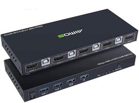 img 4 attached to 🔁 AIMOS 4 Port HDMI 2.0 KVM Switch Box with Wireless Keyboard and Mouse Support, USB Hub Port, UHD 4K@60Hz, 3D, and 1080P