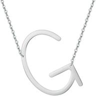 📿 women's 18k gold plated sideways large initial necklace - stainless steel monogram necklace a-z name, alphabet letter necklace for girls - trendy slanted initial jewelry for better seo logo