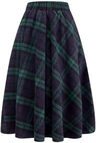 img 2 attached to 👗 Womens High Waist Aline Pleated Midi Skirts by IDEALSANXUN - Luxurious Wool Skirts for Effortless Style