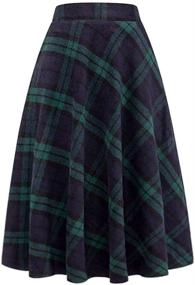 img 3 attached to 👗 Womens High Waist Aline Pleated Midi Skirts by IDEALSANXUN - Luxurious Wool Skirts for Effortless Style