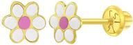 yellow enamel small flower earrings logo