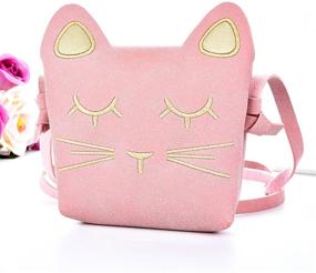 img 1 attached to 🐱 Maxdot Little Girls Pink Cute Cat Crossbody Bag Handbag with Clip-on Earrings - Adorable Jewelry Set for Kids and Toddlers