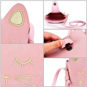 img 2 attached to 🐱 Maxdot Little Girls Pink Cute Cat Crossbody Bag Handbag with Clip-on Earrings - Adorable Jewelry Set for Kids and Toddlers