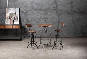 img 1 attached to 🪑 Rustic Farmhouse Industrial Bar Stools - Adjustable Swivel Round Wood Metal Kitchen Stools - Set of 2