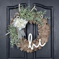 🌲 qunwreath winter wreath for front door | handmade 18 inch burlap, hydrangea, and grapevine farmhouse wreath logo