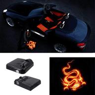 enhanced wireless car door logo light projector - led, simple installation, holeless ghost shadow lamp, universal fit, pack of 2 (fire dragon) logo