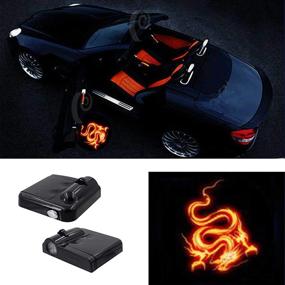 img 4 attached to Enhanced Wireless Car Door Logo Light Projector - LED, Simple Installation, Holeless Ghost Shadow Lamp, Universal Fit, Pack of 2 (FIRE DRAGON)