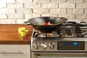 img 2 attached to 🥘 14-inch Black Lodge Pro-Logic Wok with Flat Base, Loop Handles