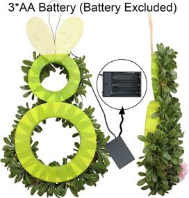 img 2 attached to 🐰 Easter Bunny Lighted Wreath with Timer - Stunning 11x20 Inch Spring Decor for Front Door, 20 LED Lights - Battery Operated