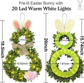 img 3 attached to 🐰 Easter Bunny Lighted Wreath with Timer - Stunning 11x20 Inch Spring Decor for Front Door, 20 LED Lights - Battery Operated