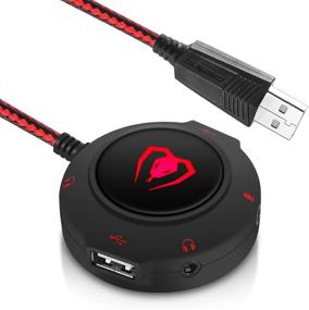 img 4 attached to 🎧 Micolindun External Sound Card USB Hubs Audio Adapter: Plug and Play for PC Laptop (Red)