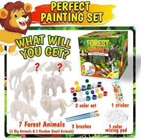 img 3 attached to 🎨 FUNZBO Kids Crafts and Arts Set Painting Kit - Animal Toys Art and Craft Supplies Party Favors for Boys Girls Age 4 5 6 7 Years Old Kid Creativity DIY Gift Easter - Paint Your Own Forest Animals Set