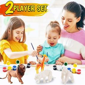 img 1 attached to 🎨 FUNZBO Kids Crafts and Arts Set Painting Kit - Animal Toys Art and Craft Supplies Party Favors for Boys Girls Age 4 5 6 7 Years Old Kid Creativity DIY Gift Easter - Paint Your Own Forest Animals Set