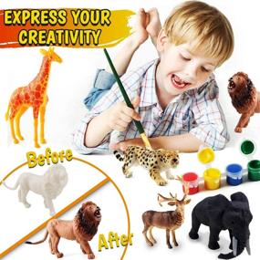 img 2 attached to 🎨 FUNZBO Kids Crafts and Arts Set Painting Kit - Animal Toys Art and Craft Supplies Party Favors for Boys Girls Age 4 5 6 7 Years Old Kid Creativity DIY Gift Easter - Paint Your Own Forest Animals Set