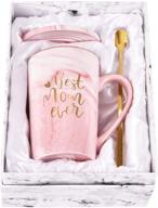 👩 best mom ever mug: unique novelty gift for mom from daughter/son. gold printing, 14 oz, spoon included. comes in exquisite box packaging logo