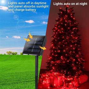 img 2 attached to 🎄 72ft 200 LED Red Solar Christmas Lights: Waterproof Outdoor String Lights for Patio, Fence, Balcony, Party – Auto ON/Off Xmas Decorations