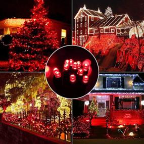 img 1 attached to 🎄 72ft 200 LED Red Solar Christmas Lights: Waterproof Outdoor String Lights for Patio, Fence, Balcony, Party – Auto ON/Off Xmas Decorations