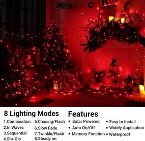 img 3 attached to 🎄 72ft 200 LED Red Solar Christmas Lights: Waterproof Outdoor String Lights for Patio, Fence, Balcony, Party – Auto ON/Off Xmas Decorations