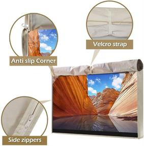 img 1 attached to 📺 IC ICLOVER Outdoor TV Cover 52-55 Inch - Heavy Duty Weatherproof Screen Protector with Zipper Velcro & Remote Pocket - Fits LED, LCD, OLED TVs