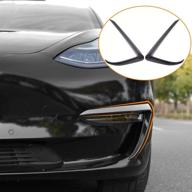 🚗 улучшенная облицовка фар противотуманных фар tesla model 3 - спойлер глазки передних противотуманных фар с глянцевым узором карбонового волокна - превосходные аксессуары tesla model 3 высокого качества. логотип