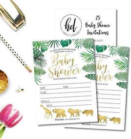 img 2 attached to Safari Baby Shower Invitations: Gender Neutral 🦁 Jungle Animal Theme – Coed Twin Party Supplies