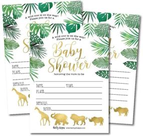 img 4 attached to Safari Baby Shower Invitations: Gender Neutral 🦁 Jungle Animal Theme – Coed Twin Party Supplies